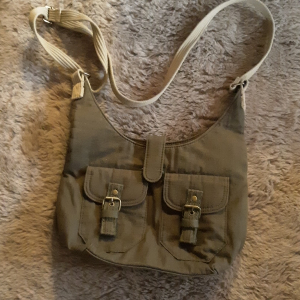 Army green cross body purse